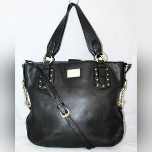 Michael Kors Black Pebbled Leather Convertible Large Handbag Studded Like New